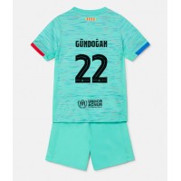 Camisa de Futebol Barcelona Ilkay Gundogan #22 Equipamento Alternativo Infantil 2023-24 Manga Curta (+ Calças curtas)